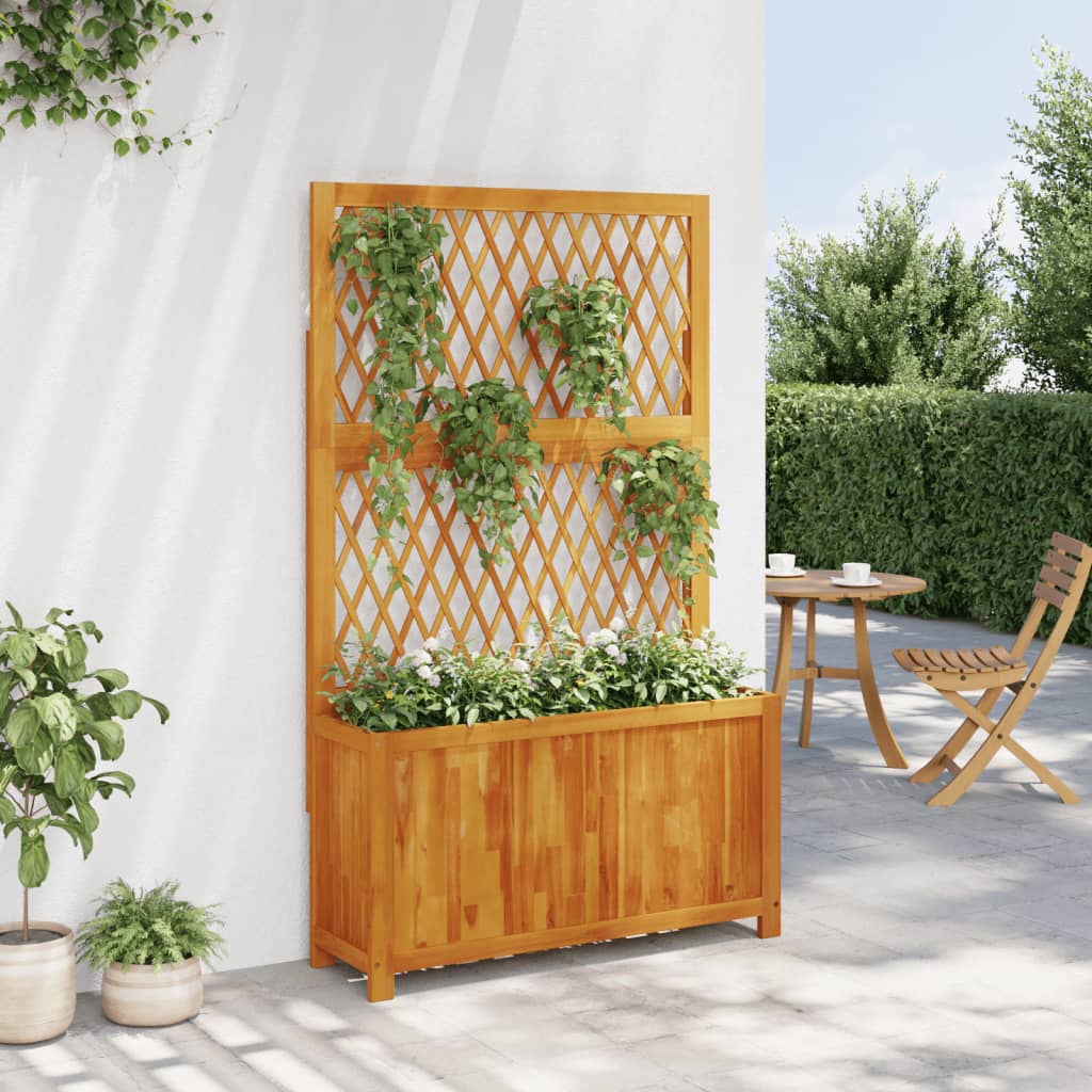 Planter With Trellis Solid Wood Acacia