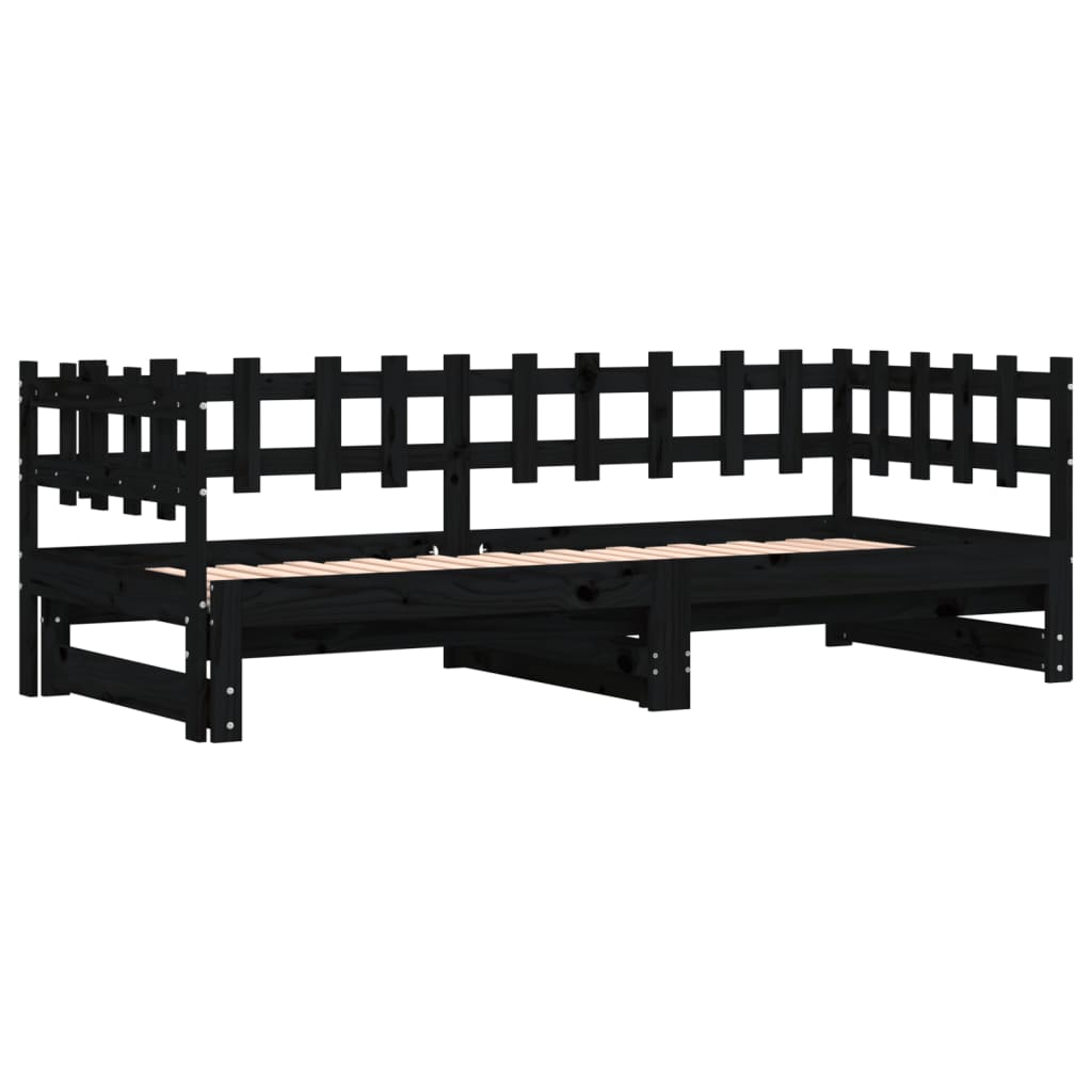 Pull-Out Day Bed Without Mattress 2X(80X200) Cm Solid Wood