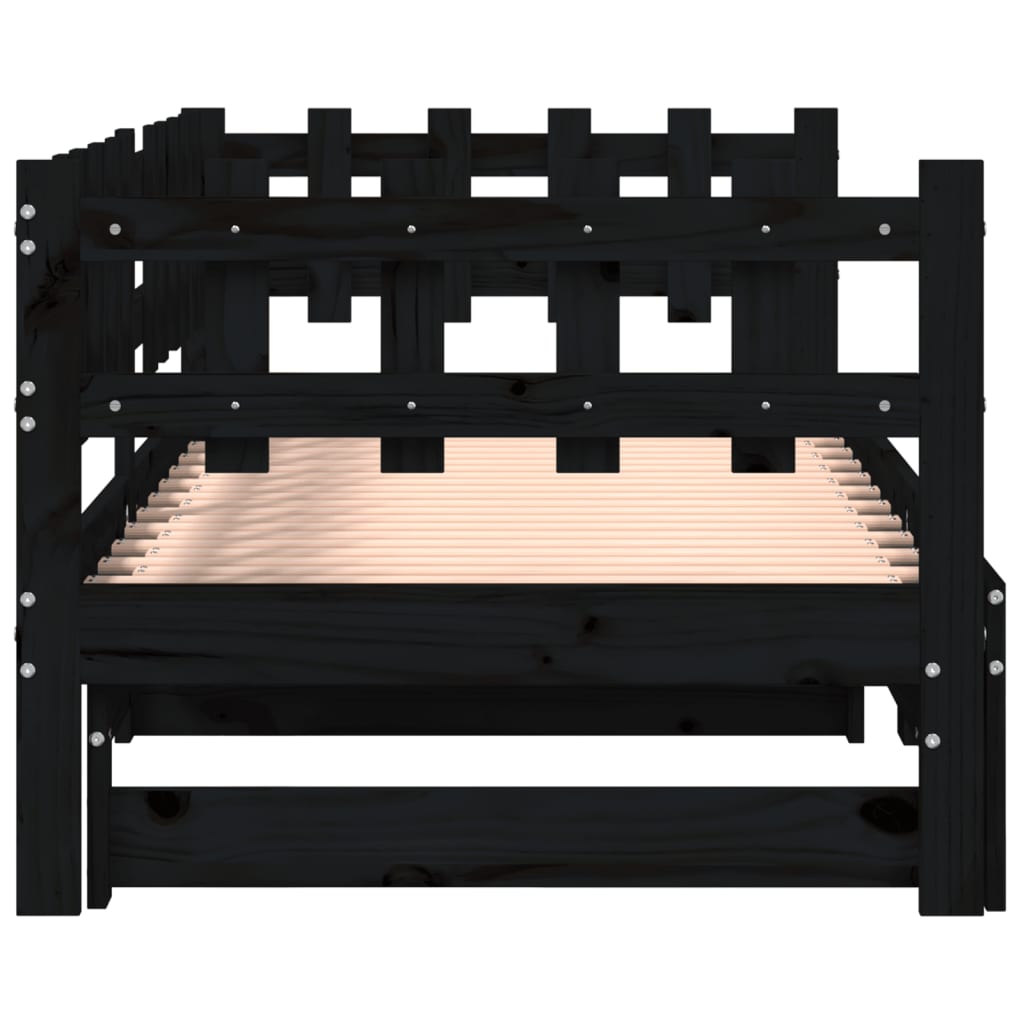 Pull-Out Day Bed Without Mattress 2X(80X200) Cm Solid Wood