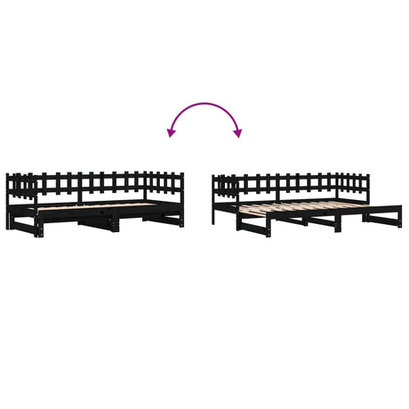 Pull-Out Day Bed Without Mattress 2X(80X200) Cm Solid Wood
