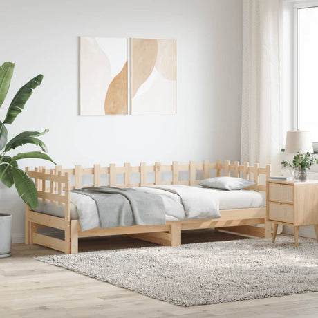 Pull-Out Day Bed Without Mattress 2X(80X200) Cm Solid Wood