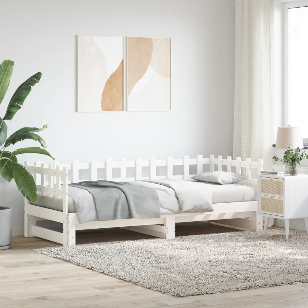 Pull-Out Day Bed Without Mattress 2X(80X200) Cm Solid Wood