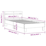 Bed Frame without Mattress with Headboard Concrete Grey 100x200 cm
