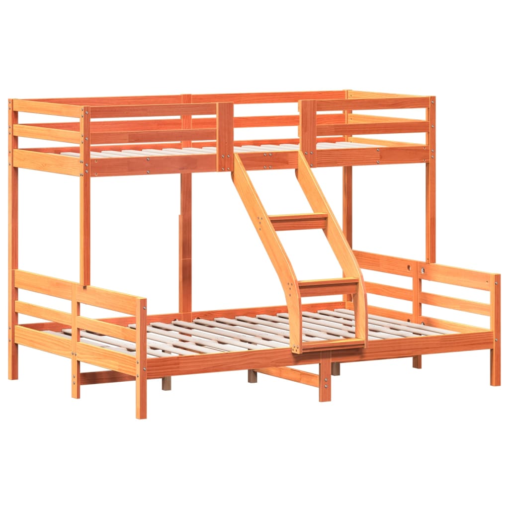 Bunk Bed without Mattress 80x200/140x200 cm Wax Brown Solid Wood