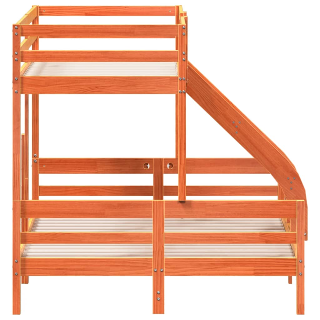 Bunk Bed without Mattress 80x200/140x200 cm Wax Brown Solid Wood