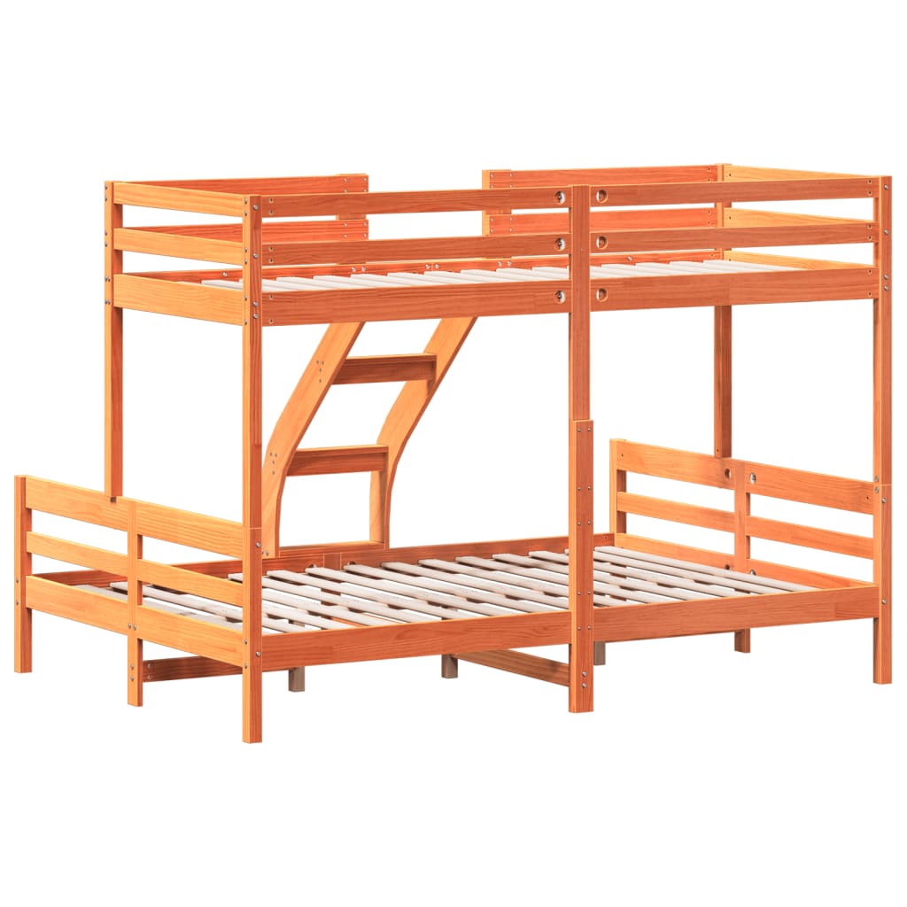 Bunk Bed without Mattress 80x200/140x200 cm Wax Brown Solid Wood
