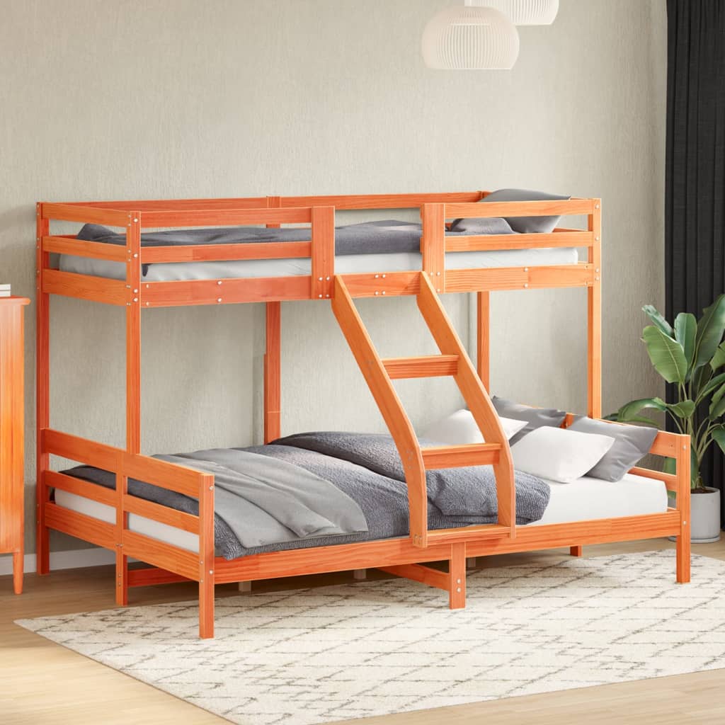Bunk Bed without Mattress 80x200/140x200 cm Wax Brown Solid Wood