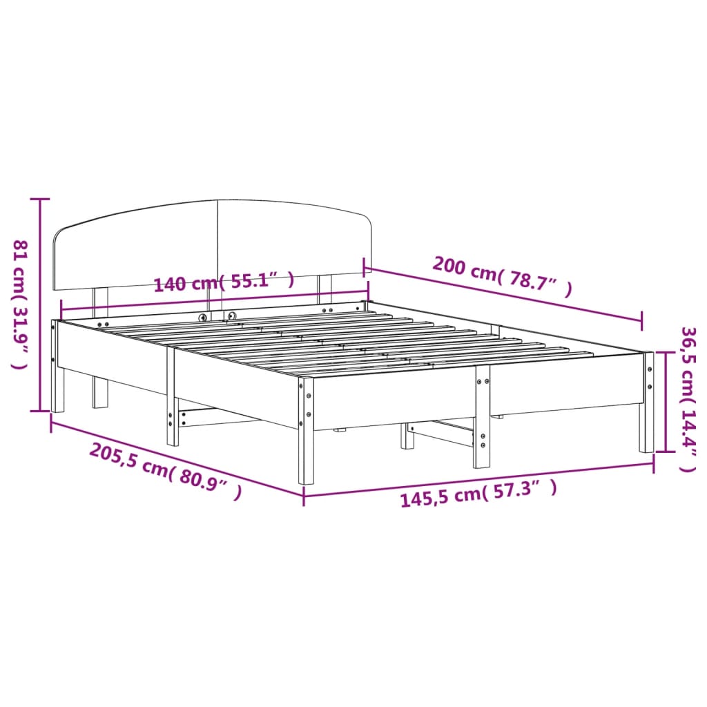 Bed Frame Without Mattress Solid Wood Pine