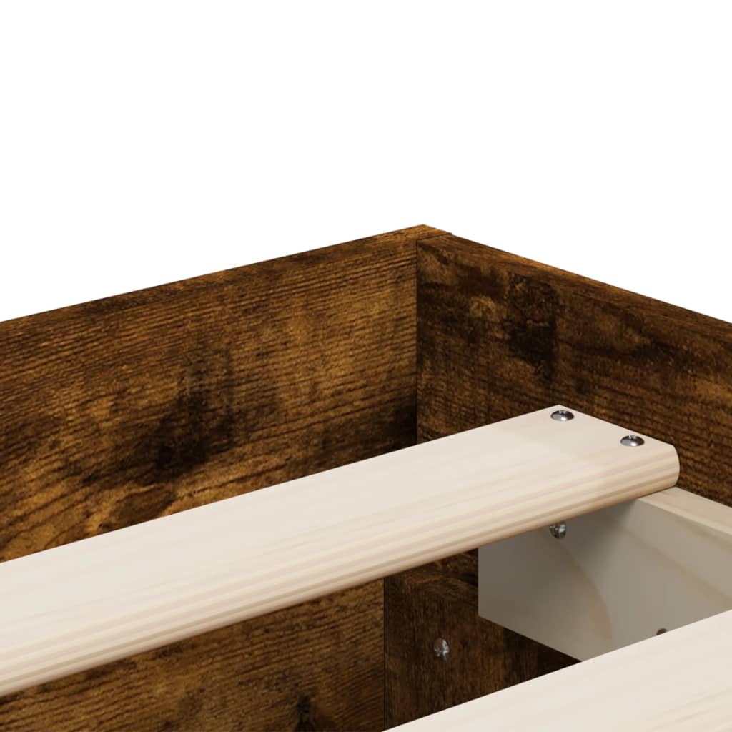 Bed Frame with Drawers without Mattress Smoked Oak 200x200 cm