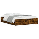 Bed Frame with Drawers without Mattress Smoked Oak 140x200 cm