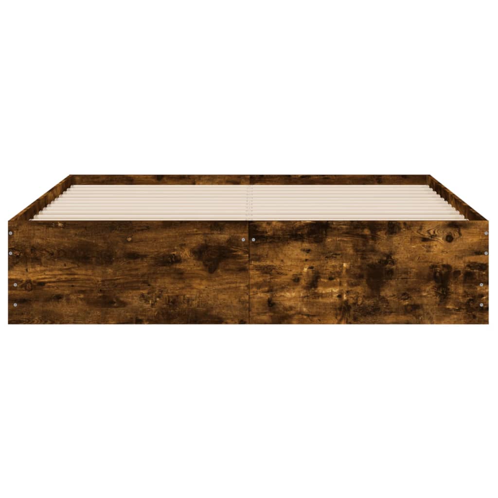 Bed Frame with Drawers without Mattress Smoked Oak 140x200 cm