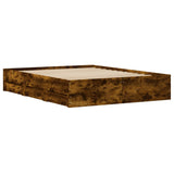 Bed Frame with Drawers without Mattress Smoked Oak 140x200 cm