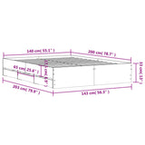 Bed Frame with Drawers without Mattress Smoked Oak 140x200 cm