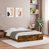 Bed Frame with Drawers without Mattress Smoked Oak 140x200 cm