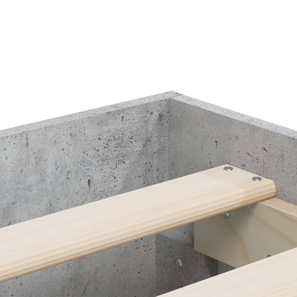 Bed Frame with Drawers without Mattress Concrete Grey 135x190 cm Double