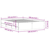 Bed Frame with Drawers without Mattress Concrete Grey 135x190 cm Double