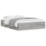 Bed Frame with Drawers without Mattress Grey Sonoma 120x190 cm Small Double