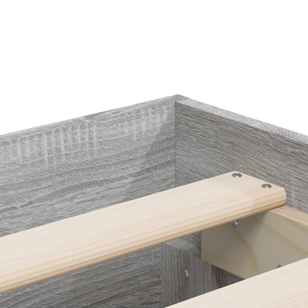 Bed Frame with Drawers without Mattress Grey Sonoma 120x190 cm Small Double