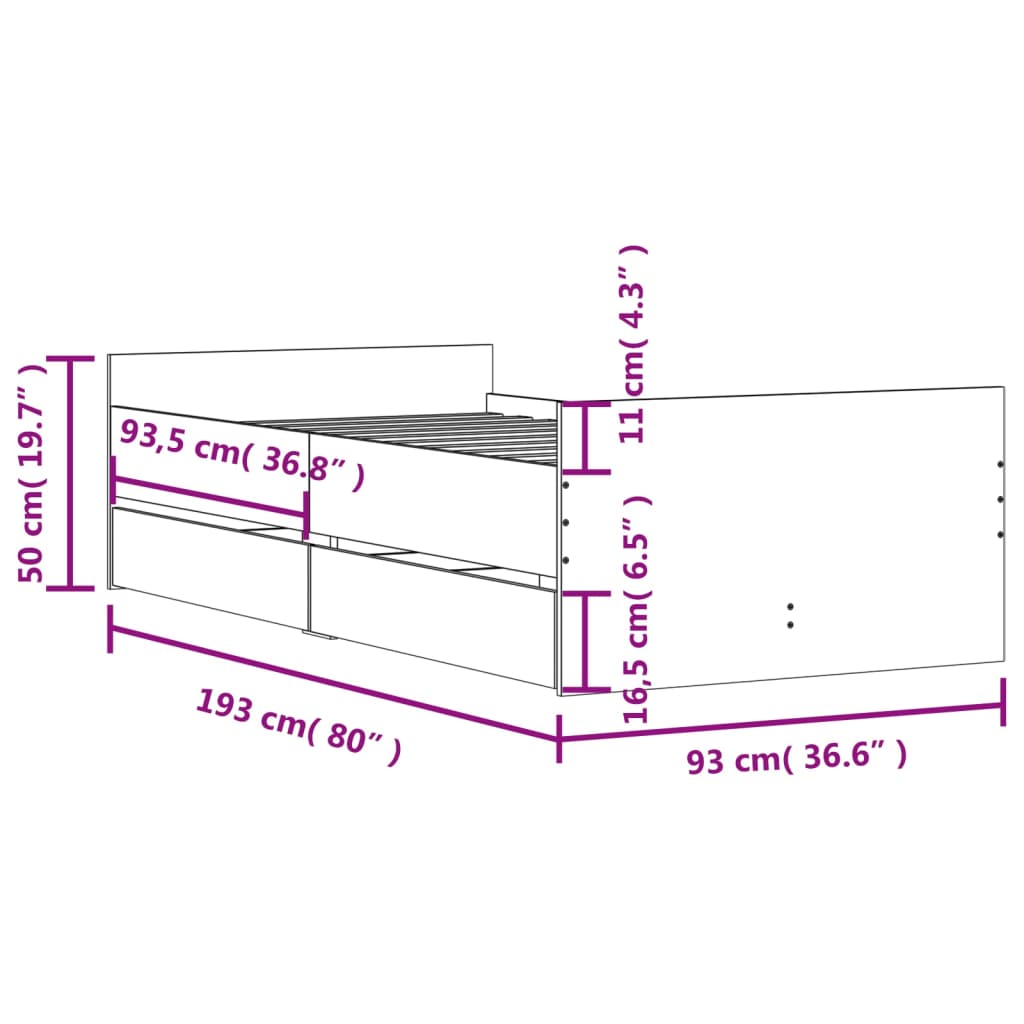 Bed Frame With Drawers Without Mattress Single