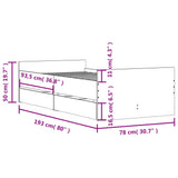 Bed Frame without Mattress Concrete Grey 75x190 cm Small Single Small Single