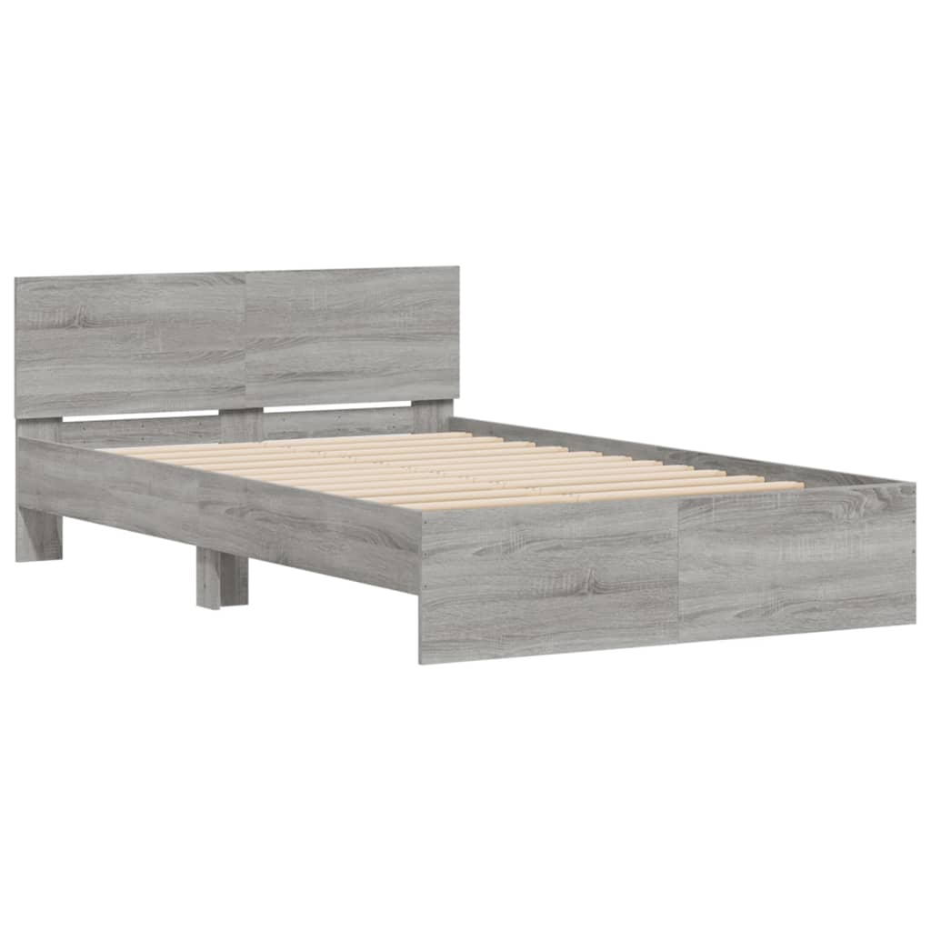 Bed Frame without Mattress Grey Sonoma 135x190 cm Double