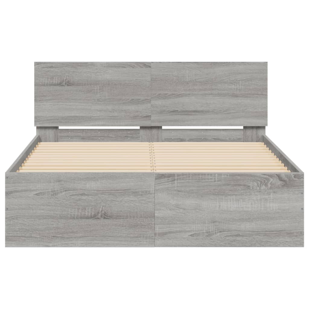 Bed Frame without Mattress Grey Sonoma 135x190 cm Double