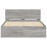 Bed Frame without Mattress Grey Sonoma 135x190 cm Double
