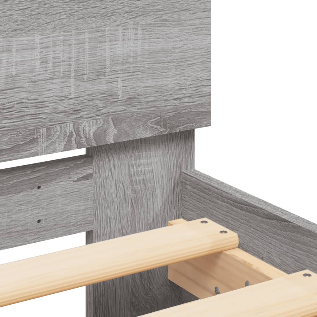 Bed Frame without Mattress Grey Sonoma 135x190 cm Double