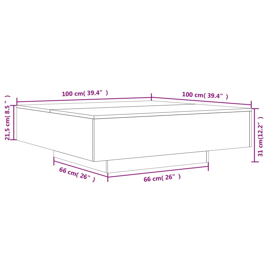 Coffee Table Brown Oak 100x100x31 cm Engineered Wood