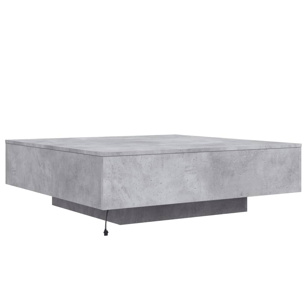 Coffee Table with LED Lights Concrete Grey 100x100x31 cm