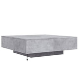 Coffee Table with LED Lights Concrete Grey 100x100x31 cm