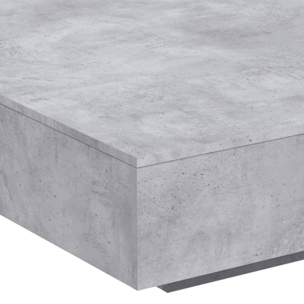 Coffee Table with LED Lights Concrete Grey 100x100x31 cm