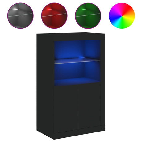 Side Cabinet With Led Lights Engineered Wood