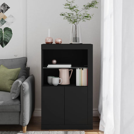Side Cabinet With Led Lights Engineered Wood