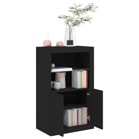 Side Cabinet With Led Lights Engineered Wood