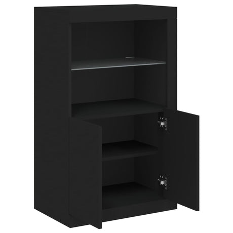 Side Cabinet With Led Lights Engineered Wood