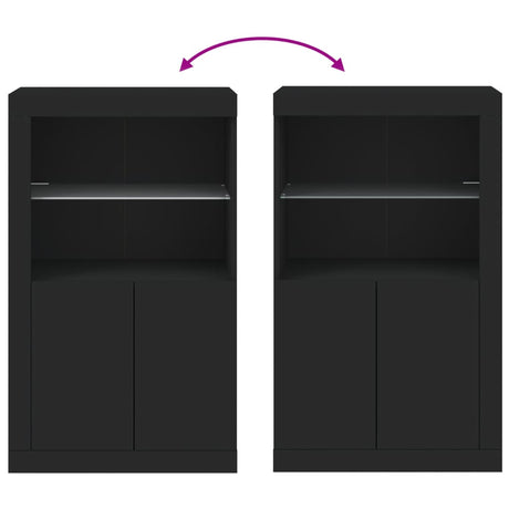 Side Cabinet With Led Lights Engineered Wood
