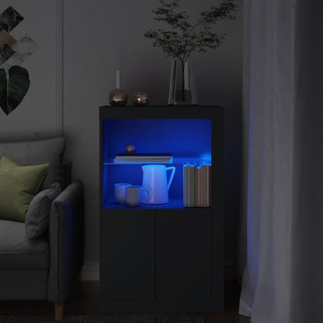 Side Cabinet With Led Lights Engineered Wood