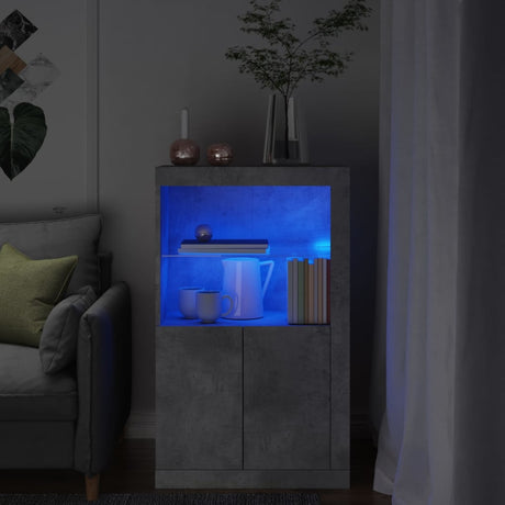 Side Cabinet With Led Lights Engineered Wood