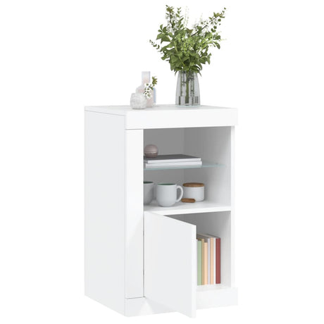 Side Cabinet With Led Lights Engineered Wood