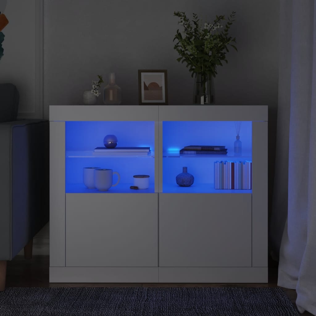 Side Cabinet With Led Lights Engineered Wood