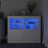 Side Cabinet With Led Lights Engineered Wood