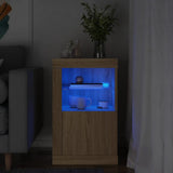 Side Cabinet With Led Lights Engineered Wood