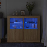 Side Cabinet With Led Lights Engineered Wood