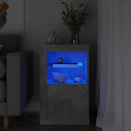 Side Cabinet With Led Lights Engineered Wood