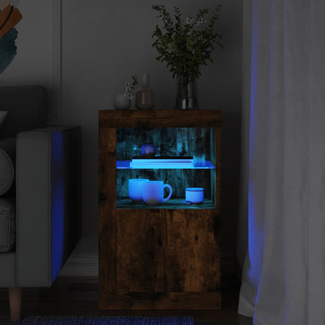 Side Cabinet With Led Lights Engineered Wood