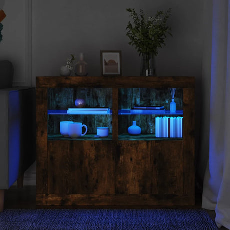 Side Cabinet With Led Lights Engineered Wood