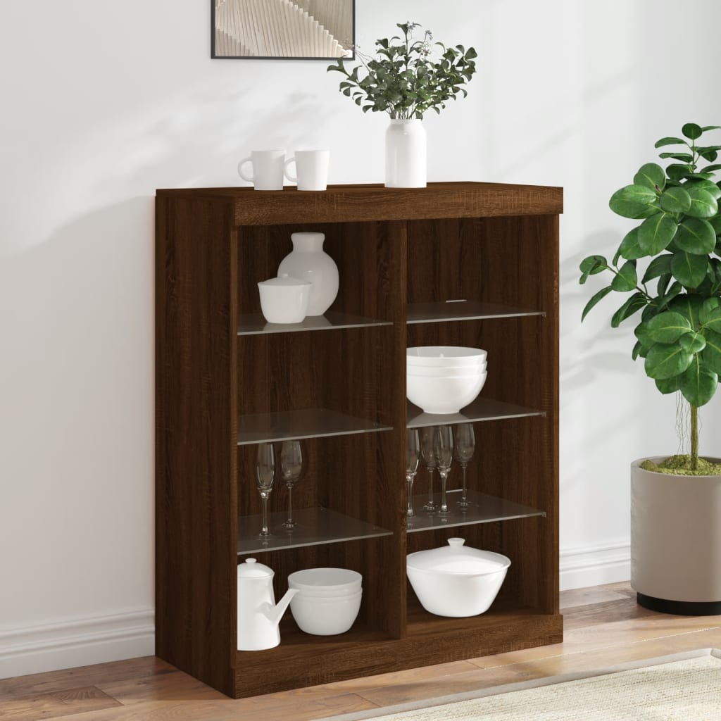 Sideboard With Led Lights 81X37X100 Cm