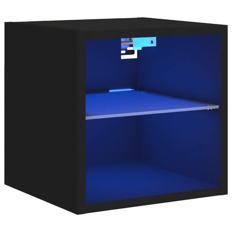 Tv Wall Cabinet With Led Lights 30X28.5X Black
