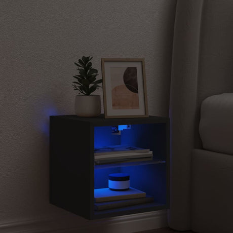 Tv Wall Cabinet With Led Lights 30X28.5X Black